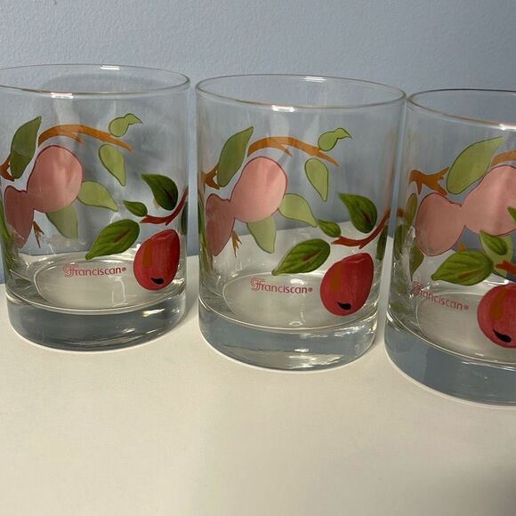 Franciscan Double Old Fashioned Whisky 12 oz Glass Set of 3 Apples - Picture 5 of 6